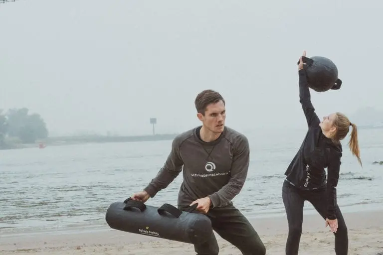 AquaBag Training on cold morning at the beach
