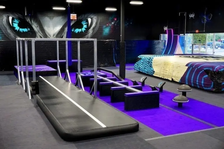 Black airtrack in trampoline park